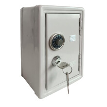 Ivory White Metal Piggy Bank Coin Bank with Key Lock, Compact Money Saving Box for Adults and Kids
