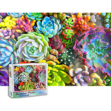1000 Piece Jigsaw Puzzle for Adults Beautiful Succulent Nature Design Brain Challenge with Poster