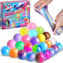 25 Premade Slime Balls Party Favors for Kids, Bulk Variety Set with Galaxy, Butter, Cloud, Unicorn Styles