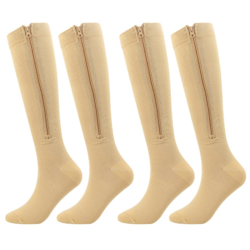 Zipper Compression Socks for Women/Men Knee High Medical Support with