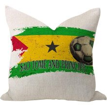 Pudebetræk med bondegårdsmotiv, fodboldtema, Haiti-flag, bomuld og hør