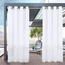 Hvide, transparente terrassegardiner - Vandtætte udendørsgardiner med malje til W