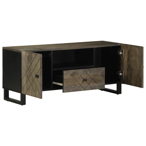 Berkfield TV Cabinet Black 105x33x46 cm Solid Wood Mango 1