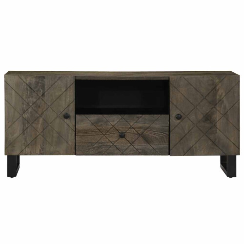 Berkfield TV Cabinet Black 105x33x46 cm Solid Wood Mango 2