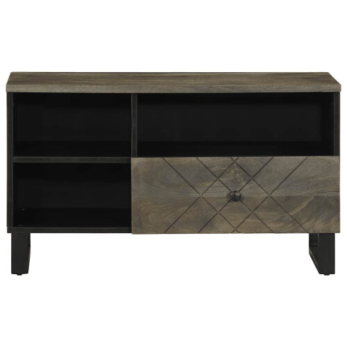 Berkfield TV Cabinet Black 80x33x46 cm Solid Wood Mango 2