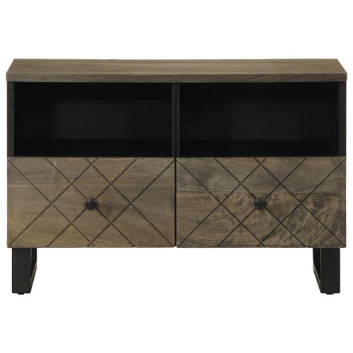 Berkfield TV Cabinet Black 70x33x46 cm Solid Wood Mango 2