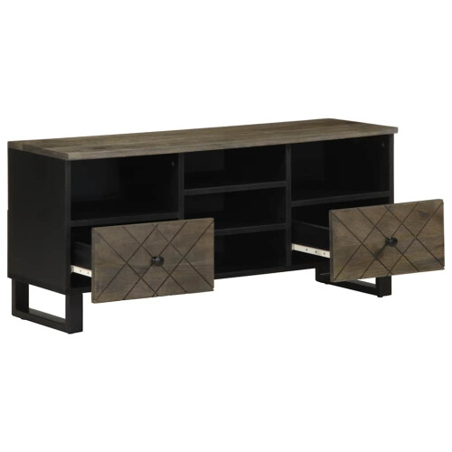 Berkfield TV Cabinet Black 100x33x46 cm Solid Wood Mango 1