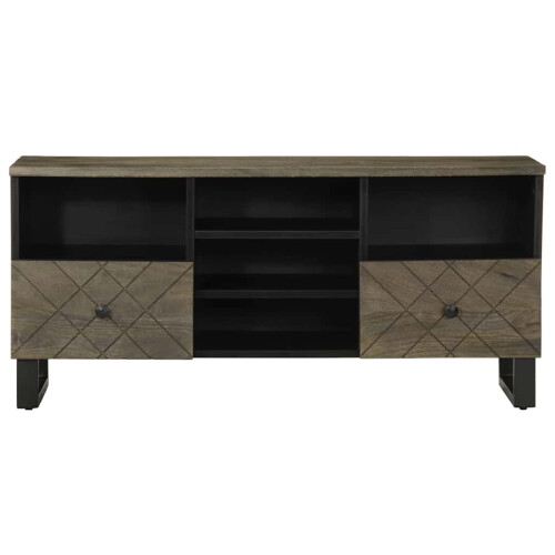 Berkfield TV Cabinet Black 100x33x46 cm Solid Wood Mango 2