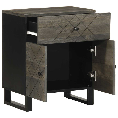 Berkfield Bedside Cabinet Black 50x33x60 cm Solid Wood Mango 1