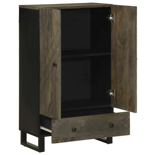 Berkfield Highboard Black 60x33x100 cm Solid Wood Mango 1