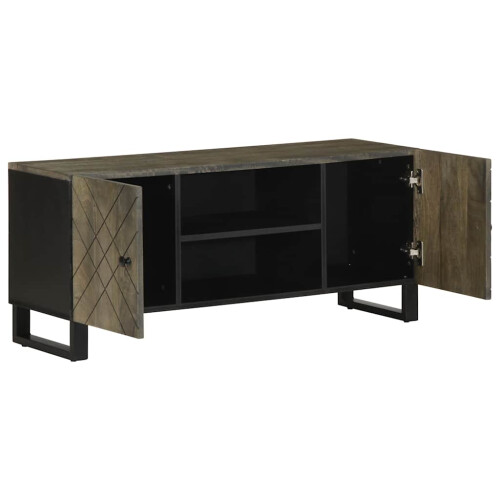 Berkfield TV Cabinet Black 105x33x46 cm Solid Wood Mango 1