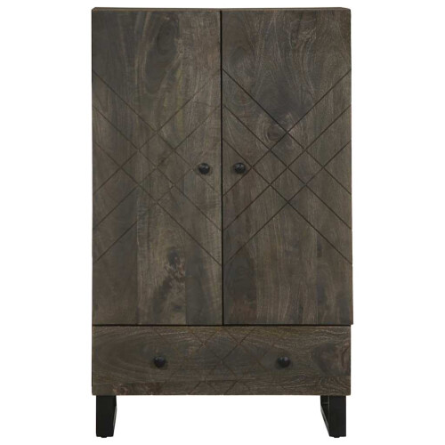 Berkfield Highboard Black 60x33x100 cm Solid Wood Mango 2