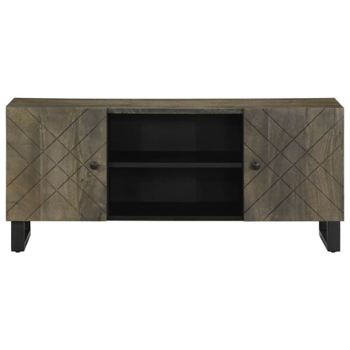 Berkfield TV Cabinet Black 105x33x46 cm Solid Wood Mango 2