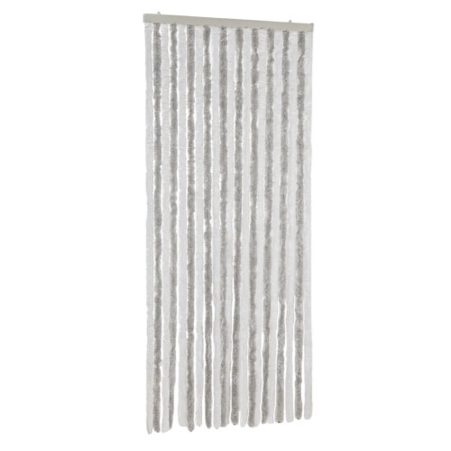 Berkfield Fly Curtain Light Grey and White 90x220 cm Chenille 1