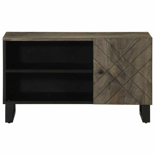 Berkfield TV Cabinet Black 80x33x46 cm Solid Wood Mango 2