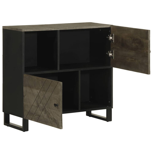 Berkfield Sideboard Black 80x33x75 cm Solid Wood Mango 1