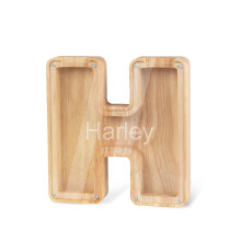 Custom Wooden Piggy Bank with Name Engraving, Money Box Gift for Kids Boys Girls (H)