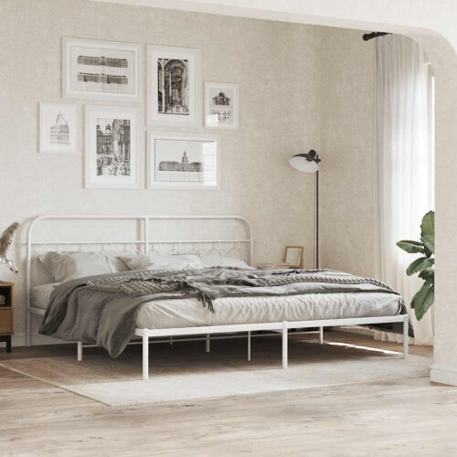Berkfield Metal Replace Headboard White 200 cm 2