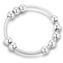 925 Sterling Silver Spinner Ring for Women Size 8.5, AntiAnxiety Fidget Ring with Smooth Motion