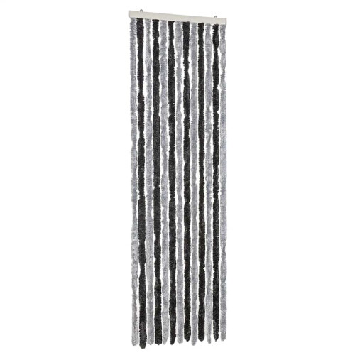 Berkfield Fly Curtain Grey and Black 56x200 cm Chenille 1