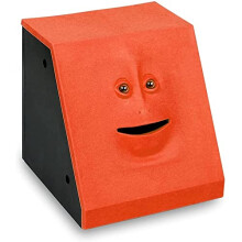 Face Bank Coin Eating Piggy Bank Red Flat Face Battery Operated Money Saving Box for Kids Gift