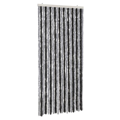 Berkfield Fly Curtain Grey and Black 90x200 cm Chenille 1