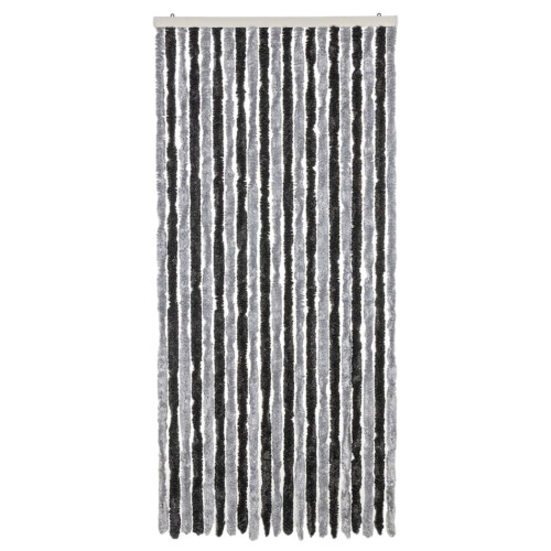 Berkfield Fly Curtain Grey and Black 90x200 cm Chenille 2