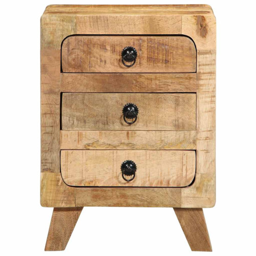 Berkfield Bedside Cabinet 37x32x50 cm Solid Wood Rough Mango 1