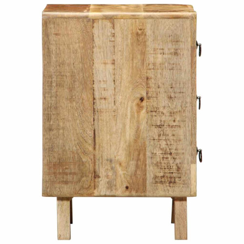 Berkfield Bedside Cabinet 37x32x50 cm Solid Wood Rough Mango 2