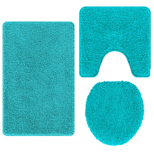 Berkfield Anti-slip Bath Mat Set 3 pcs Turquoise PP 1