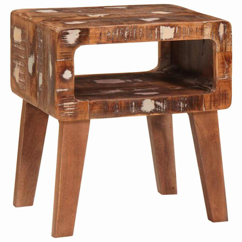 Berkfield End Table with Shelf Brown 40 x 32 x 46 cm Solid Reclaim Wood 2