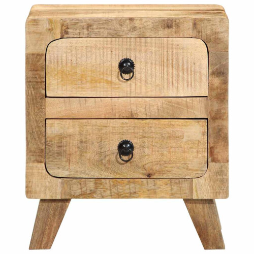 Berkfield Bedside Cabinet 2 pcs 40x32x46 cm Solid Wood Rough Mango 1