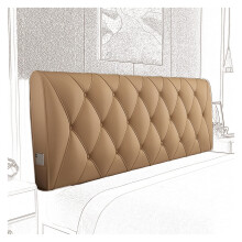Brown Headboard Cushion Reading Pillow 120x60x10cm PU Leather Wedge Lumbar Support for Bed
