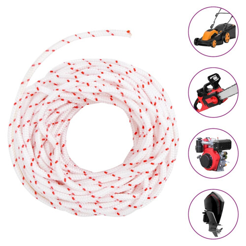 Berkfield Pull Starter Cord White and Red ò4 mm 10 m Nylon 1