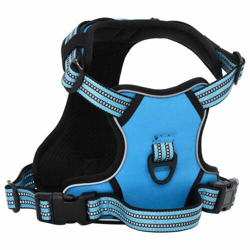 Berkfield Dog Harness with Reflective Stripes Adjustable Blue XL 2