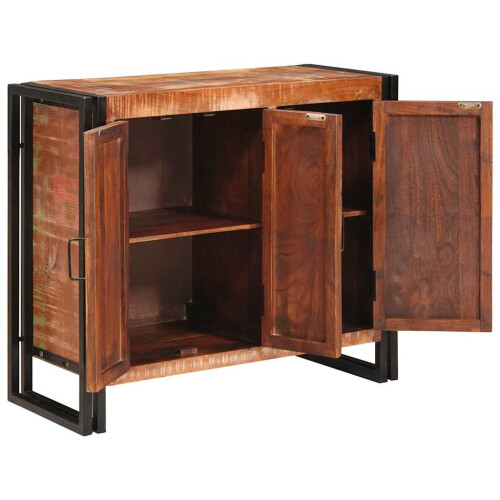 Berkfield Sideboard with Doors Brown Solid Reclaimed Wood and Metal 1