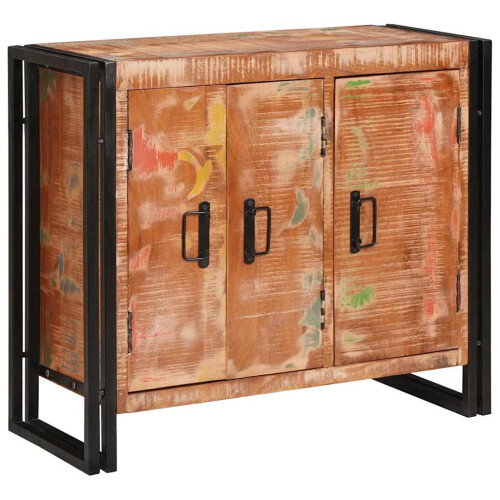 Berkfield Sideboard with Doors Brown Solid Reclaimed Wood and Metal 2