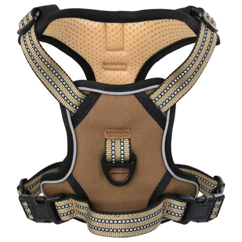Berkfield Dog Harness with Reflective Stripes Adjustable Brown L 1