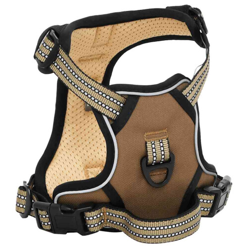 Berkfield Dog Harness with Reflective Stripes Adjustable Brown L 2