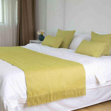 Yellow Bed Runner 48x180cm for 1.2m Bed, Solid Color Hotel Bed Scarf, Warm Accent and Decorative Coverlet
