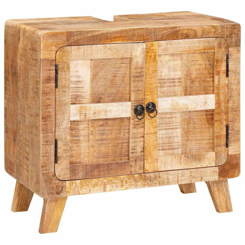 Berkfield Bathroom Cabinet Brown Solid Mango wood and Engineered wood 2