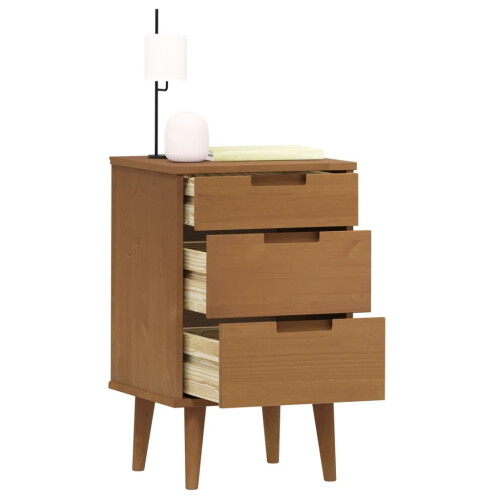 Berkfield Bedside Cabinet MOLDE Brown 40x35x65 cm Solid Wood Pine 2