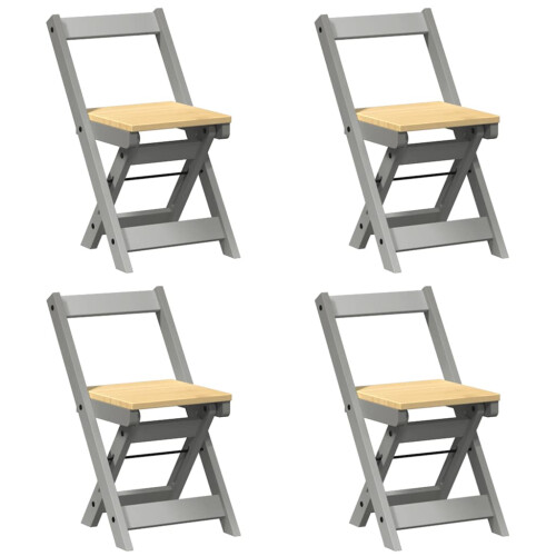 Berkfield Dining Chairs Foldable 4 pcs Corona Grey Solid Wood Pine 1