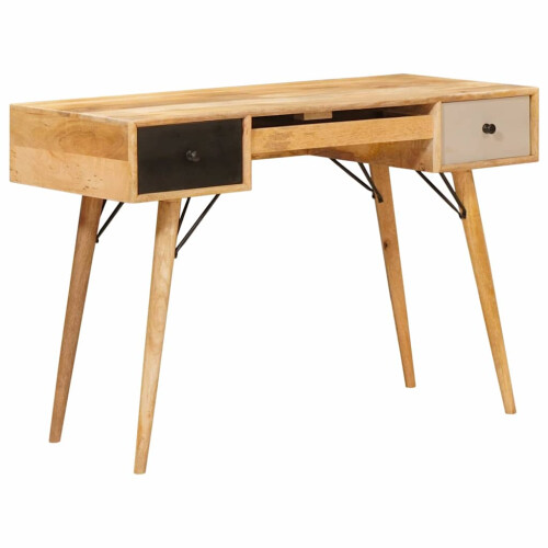 Berkfield Writing Desk Brown 110 x 55 x 76 cm Solid Mango Wood 2