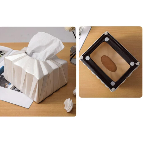 Ceramic Tissue Box Cover White Modern Tissue Dispenser for Bathroom Office Easy Clean Surface 2