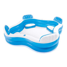 Inflatable Family Pool with 4 Seats, Large Outdoor Swimming Pool for Adults and Kids 90x90x25.9in