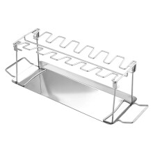 Stainless Steel Chicken Drumstick Grill Rack with Drip Tray, Foldable BBQ Leg Holder for Outdoor Cooking