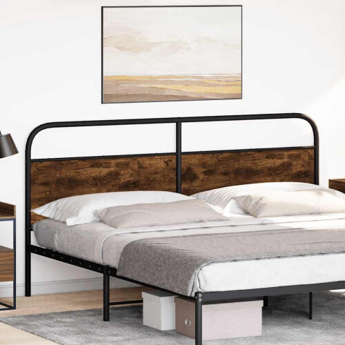 Berkfield Replace Headboard Smoked Oak 190 cm Steel and Engineered Wood 1