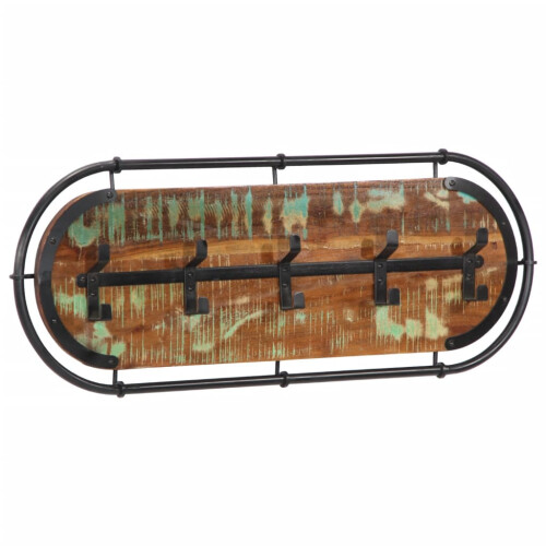 Berkfield Wall-mounted Coat Rack with 5 Hooks Solid Wood Reclaimed 2
