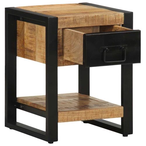 Berkfield Bedside Cabinet 35x34x45 cm Solid Rough Wood Mango 2